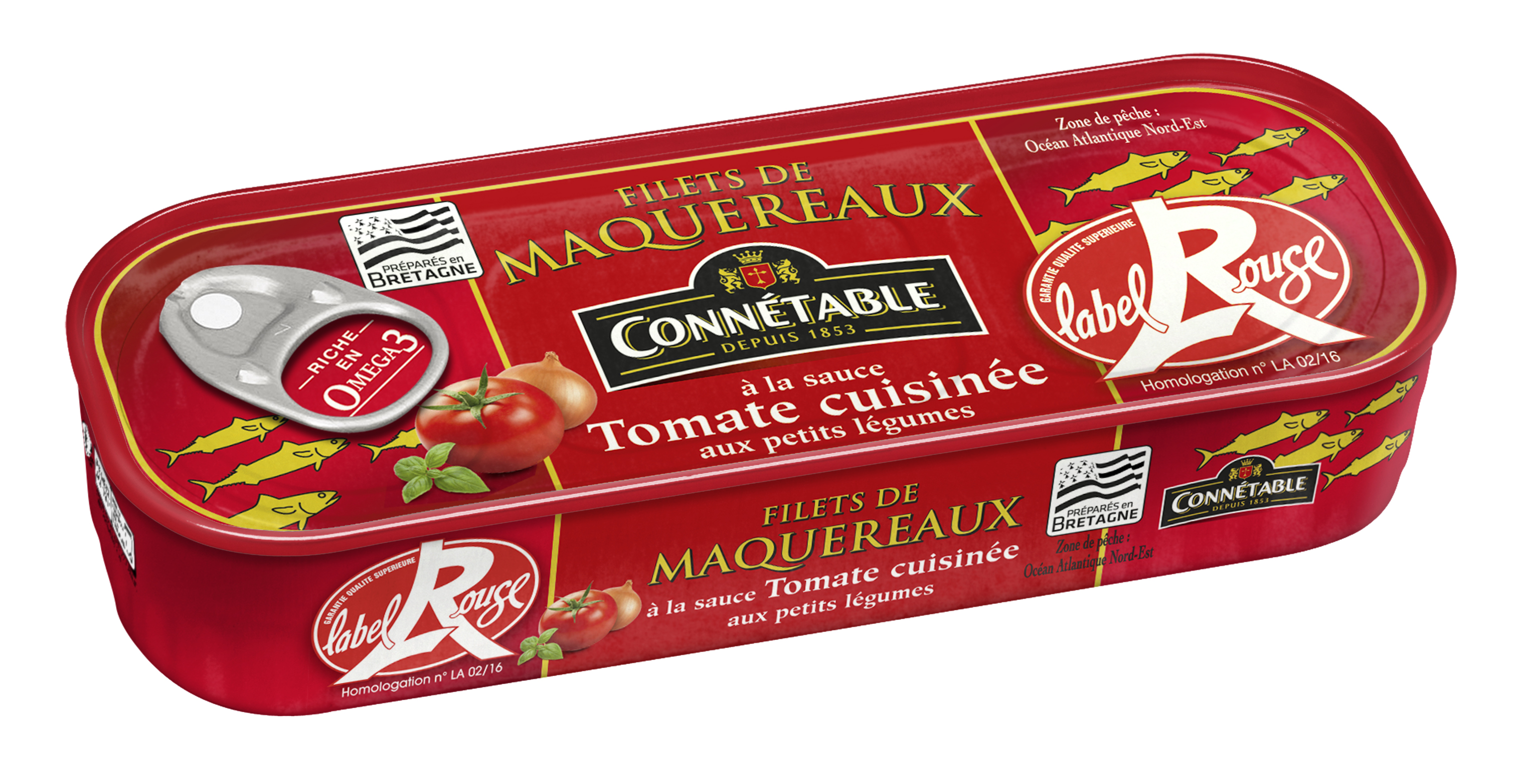En vedette ce mois-ci, les filets de maquereaux à la sauce tomate cuisinée aux petits légumes Label Rouge