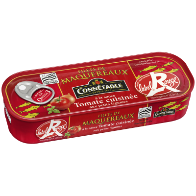 Filets de maquereaux Label Rouge, à la sauce tomate cuisinée aux petits légumes