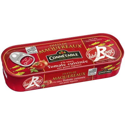 Filets de maquereaux Label Rouge, à la sauce tomate cuisinée aux petits légumes