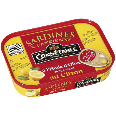 Sardines à l'huile d'olive vierge extra, et au citron