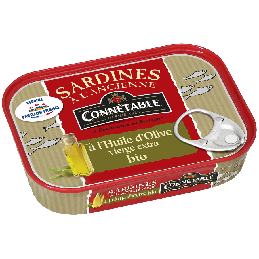 Sardines Pavillon France, à l’huile d’olive vierge extra bio