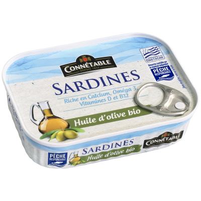 Sardines Pêche Responsable, à l’huile d’olive vierge extra bio