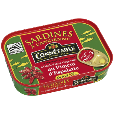 Sardines, à l’huile d’olive vierge extra et au piment d’Espelette