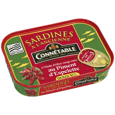 Sardines, à l’huile d’olive vierge extra et au piment d’Espelette