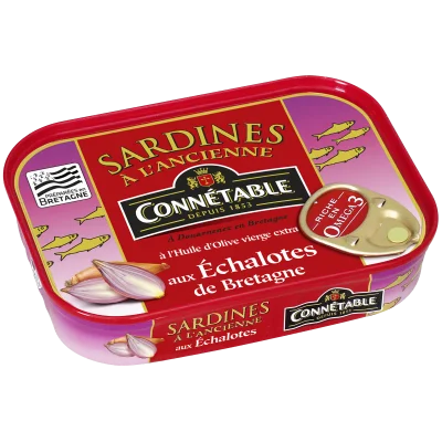 Sardines, à l’huile d’olive vierge extra et aux échalotes de Bretagne
