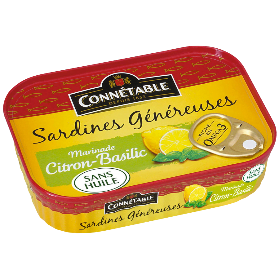 Sardines Généreuses, marinade citron-basilic – sans huile