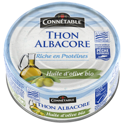 Thon albacore Pêche Responsable, à l'huile d'olive vierge extra bio
