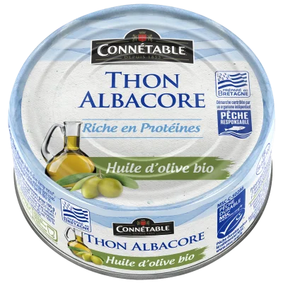 Thon albacore Pêche Responsable, à l’huile d’olive vierge extra bio
