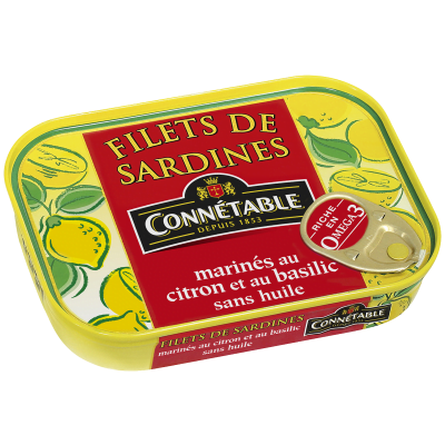 Filets de sardines, marinés au citron et au basilic sans huile