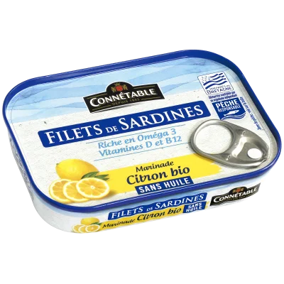 Filets de sardines Pêche Responsable, marinade citron bio sans huile