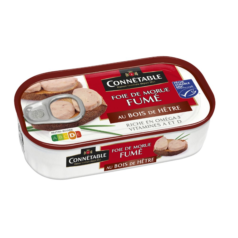 Foie de morue, fumé au bois de hêtre