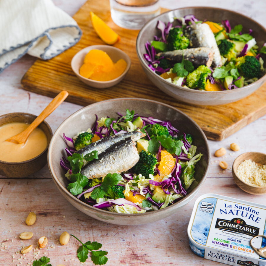Salade de choux aux sardines nature