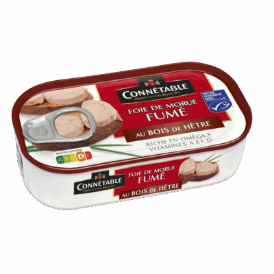 Foie de morue, fumé au bois de hêtre