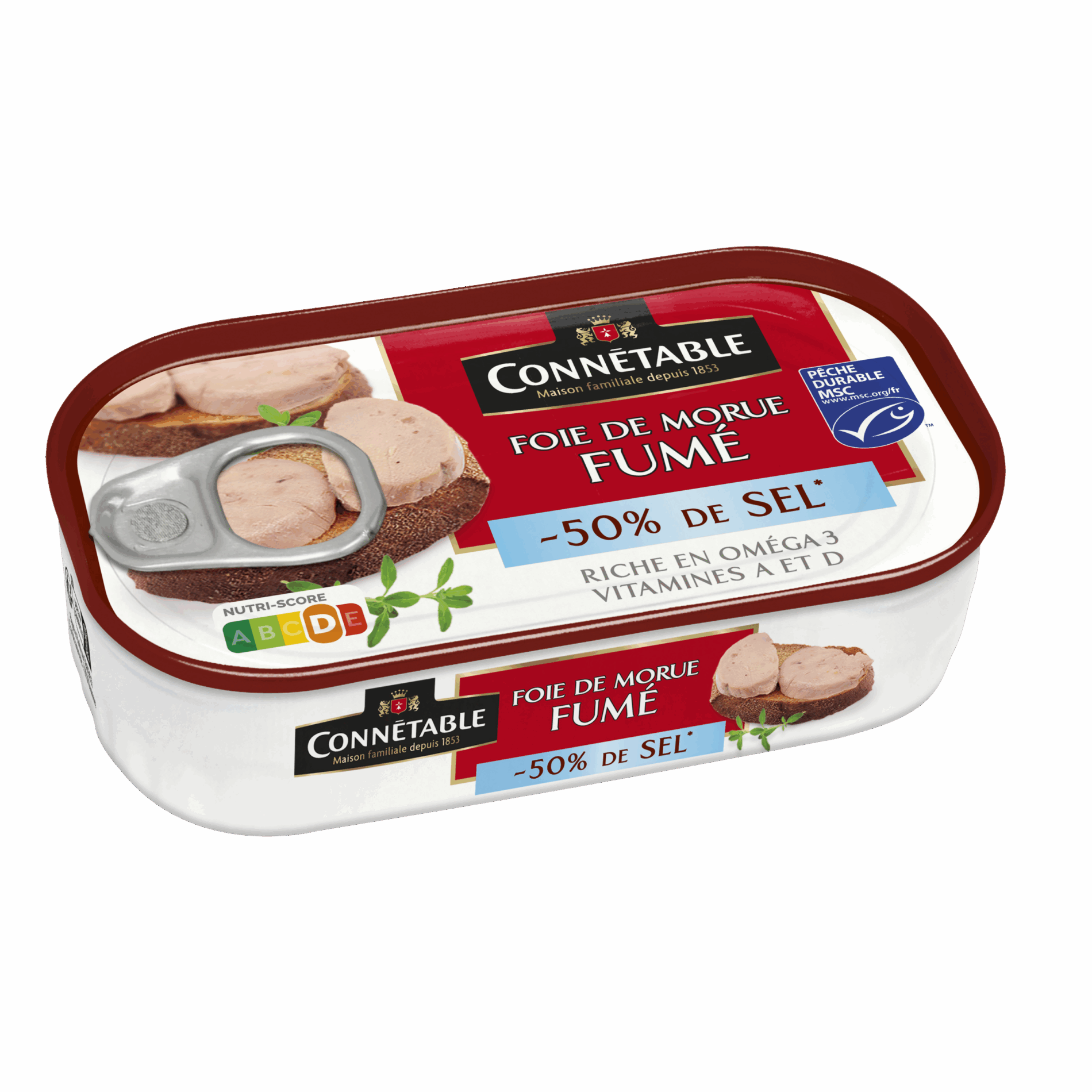 Foie de morue fumé, à teneur réduite en sel*