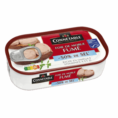 Foie de morue fumé, à teneur réduite en sel*