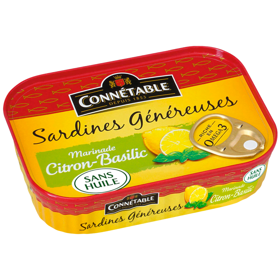 Sardines Généreuses, marinade citron basilic sans huile