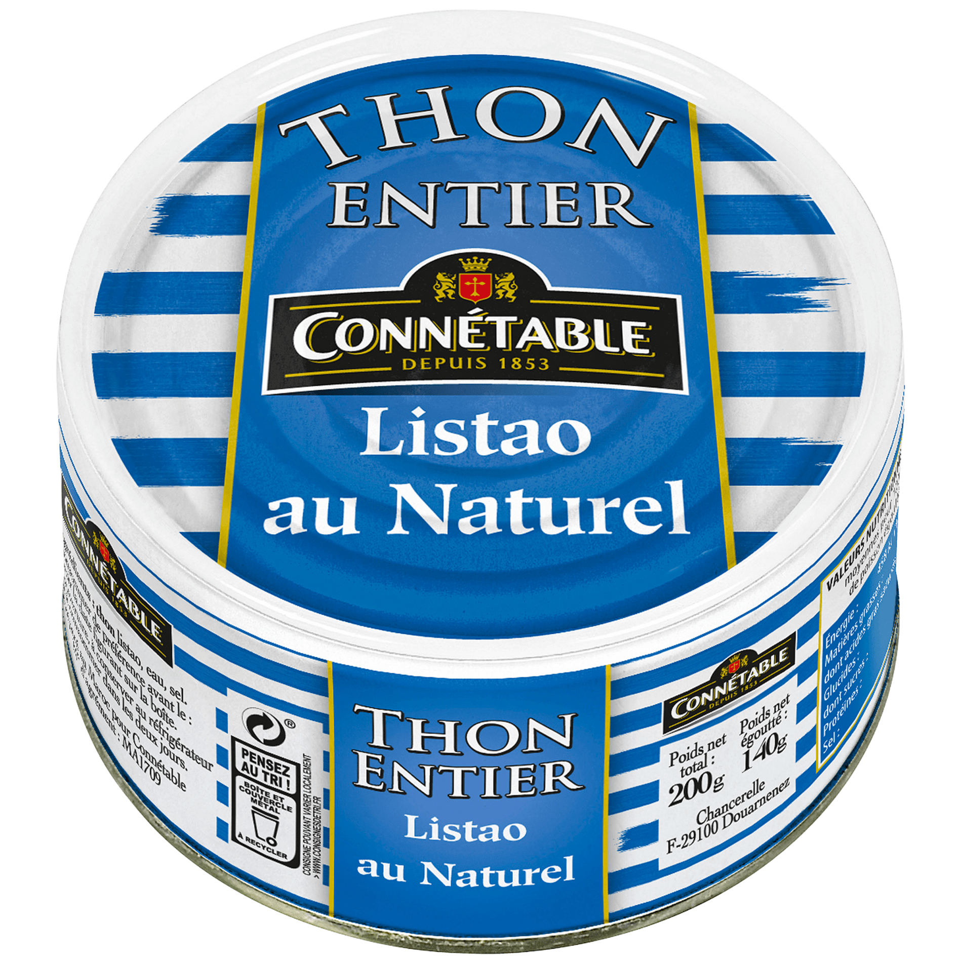 Thon listao entier, au naturel