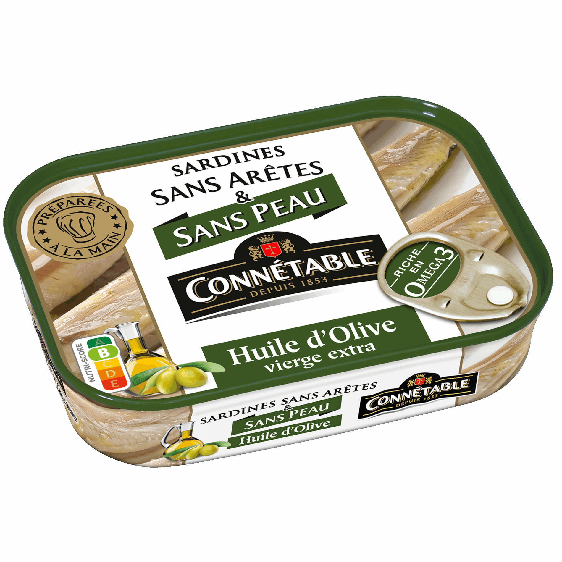Sardines sans peau et sans arêtes, à l'huile d'olive vierge extra