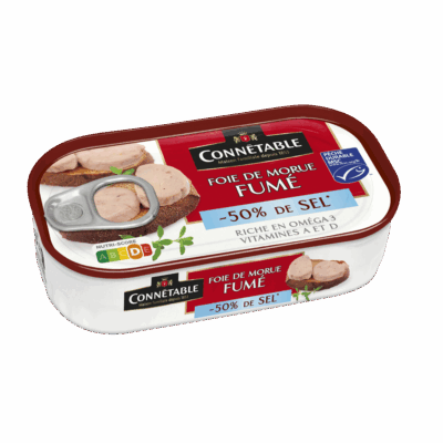 Foie de morue fumé, à teneur réduite en sel*