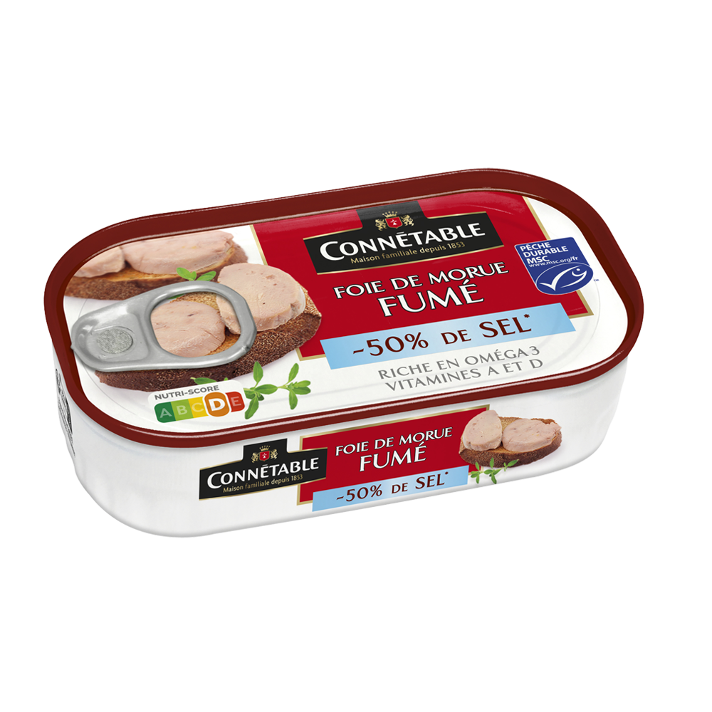 Foie de morue fumé, à teneur réduite en sel*