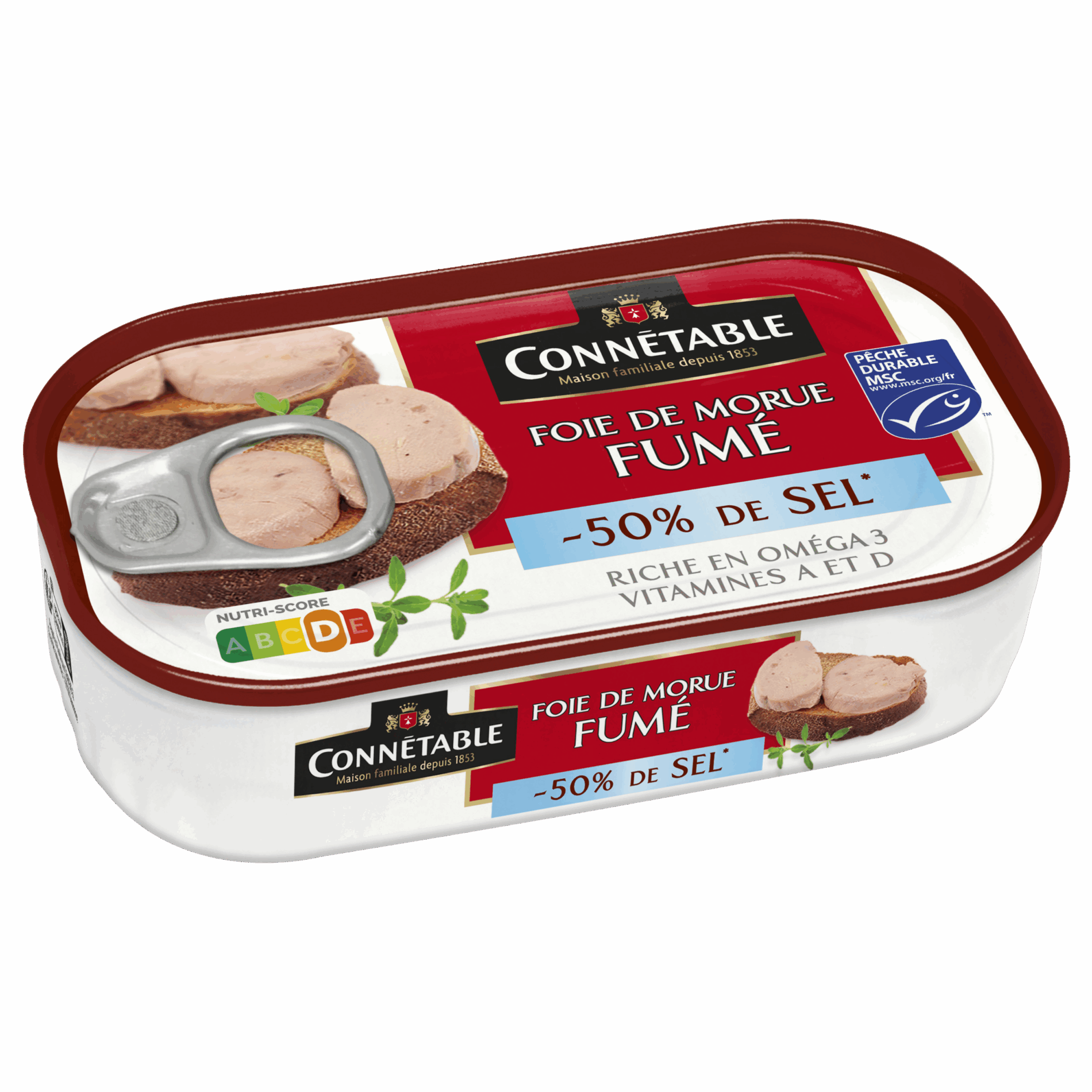 Foie de morue fumé, à teneur réduite en sel*