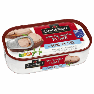 Foie de morue fumé, à teneur réduite en sel*