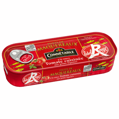 Filets de maquereaux Label Rouge, à la sauce tomate cuisinée aux petits légumes