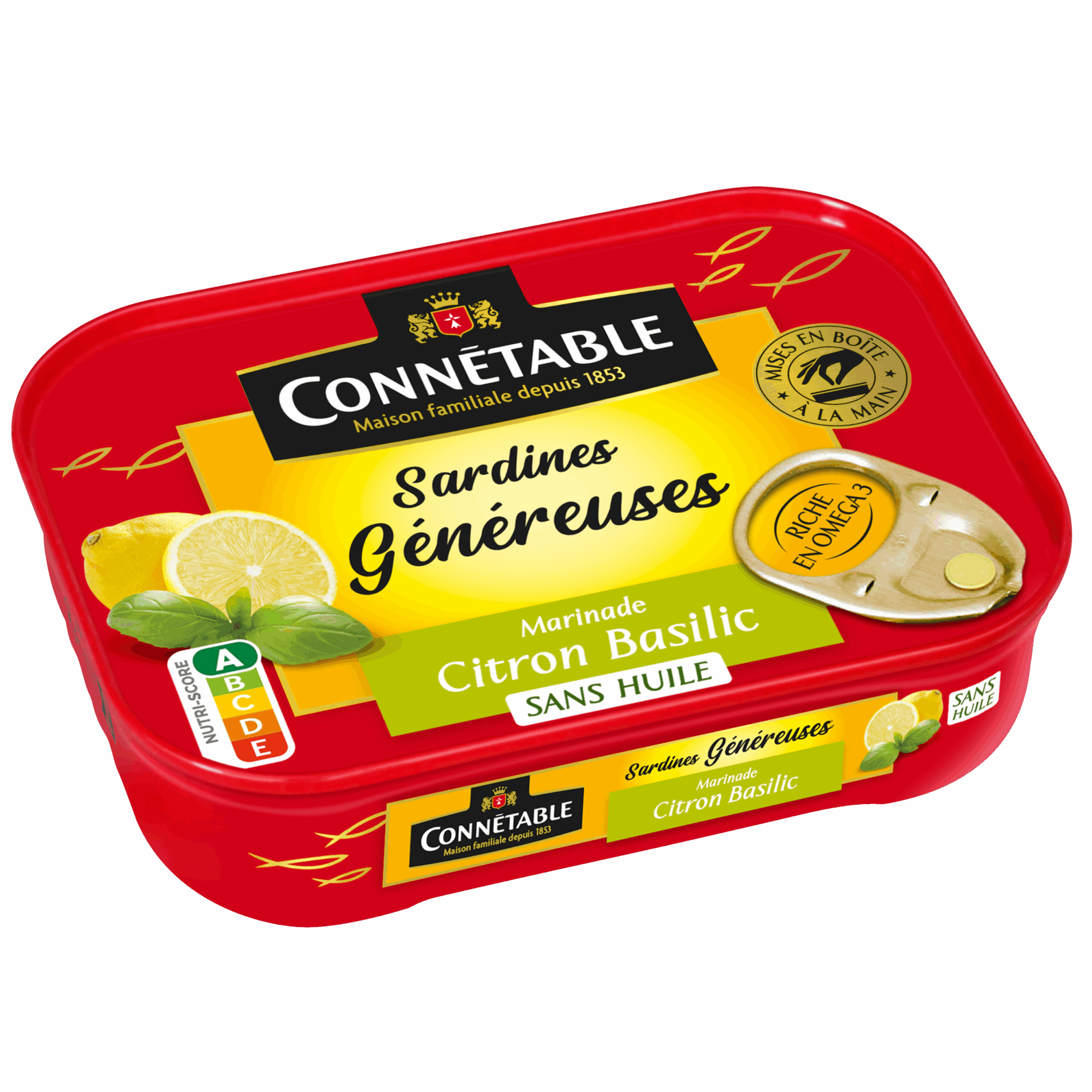 Sardines Généreuses, marinade citron-basilic - sans huile
