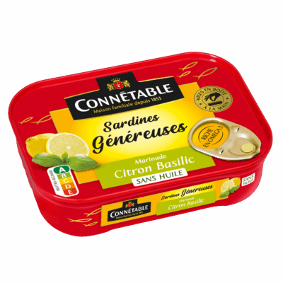Sardines Généreuses, marinade citron-basilic – sans huile