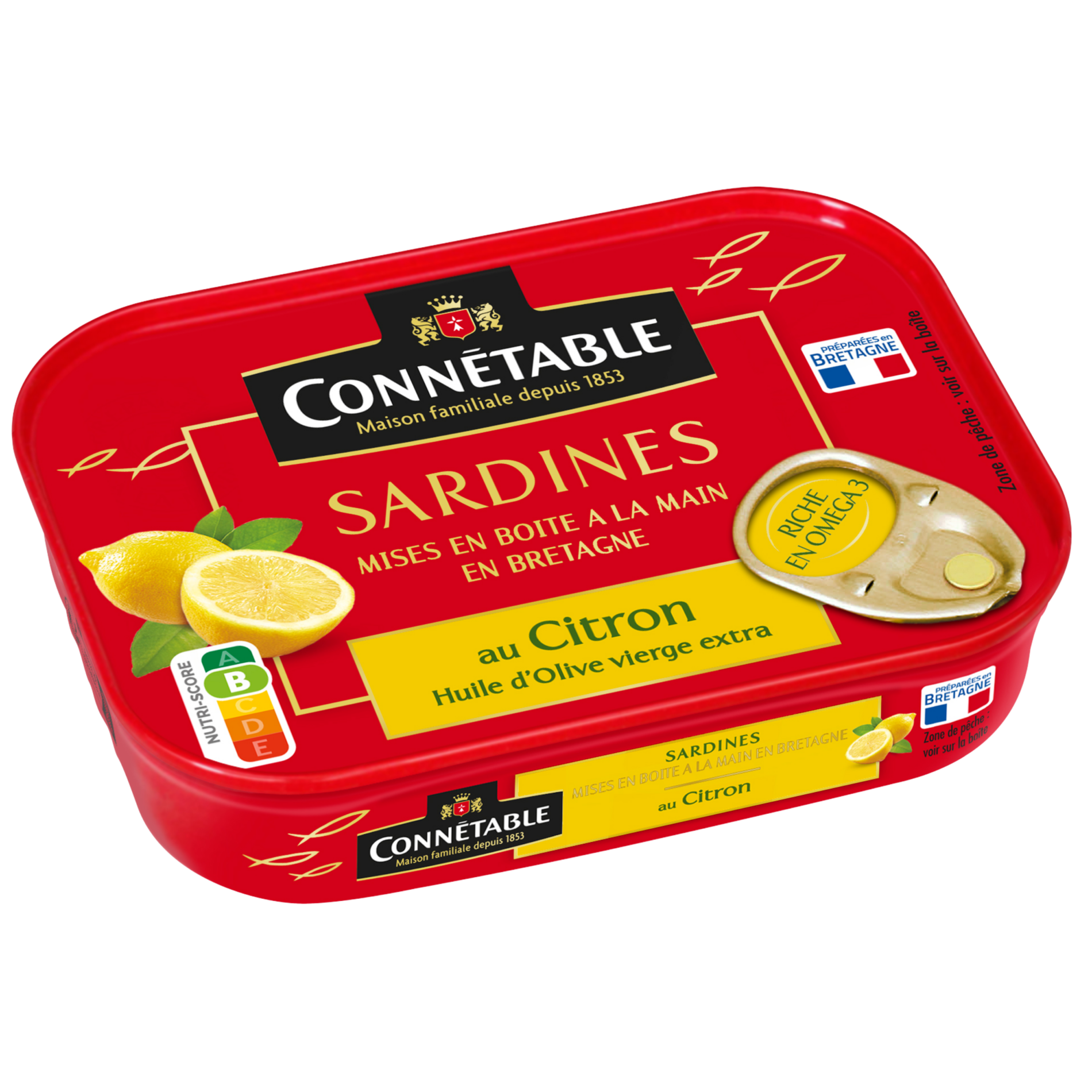 Sardines, à l'huile d'olive vierge extra et au citron