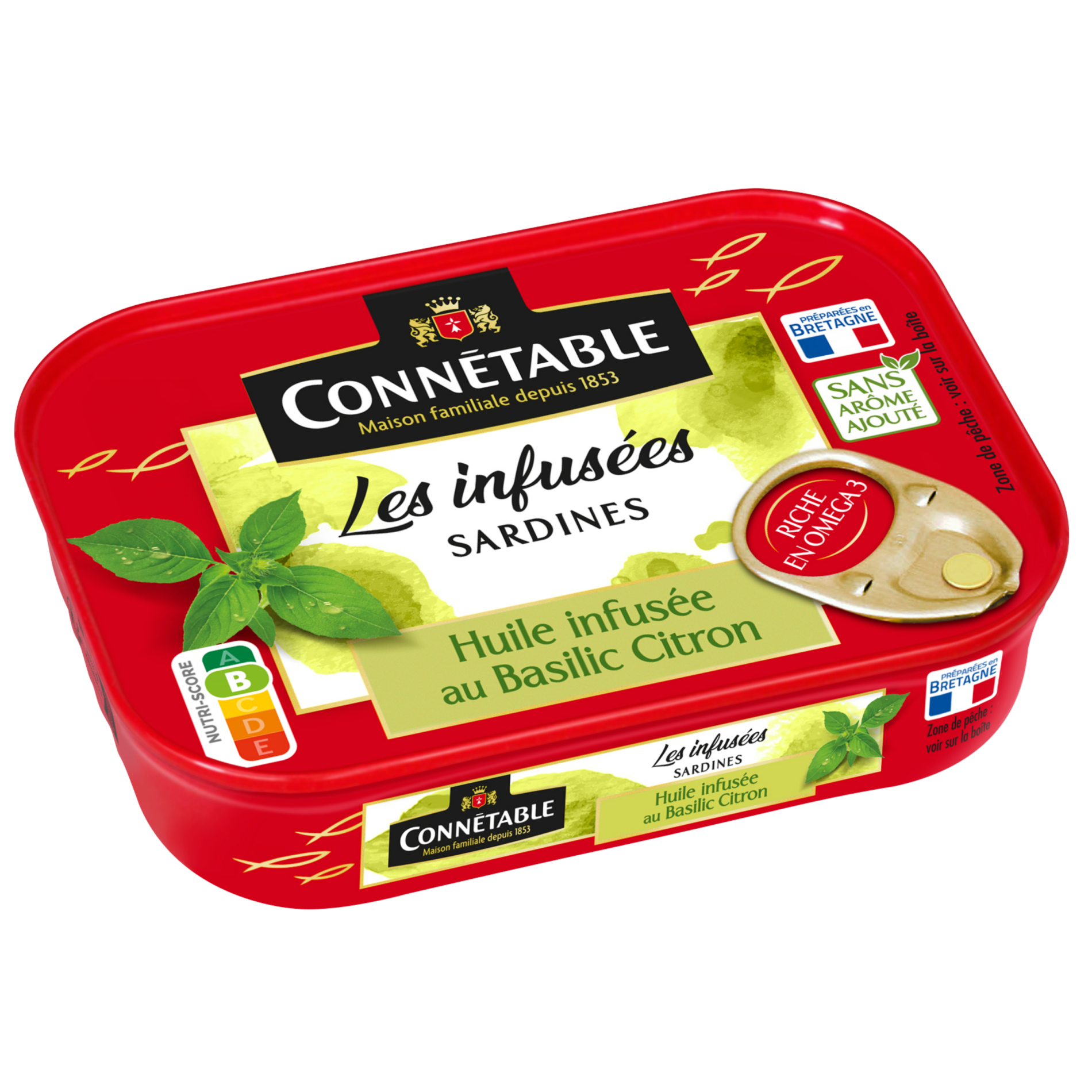 Sardines à l'huile infusée, au Basilic Citron