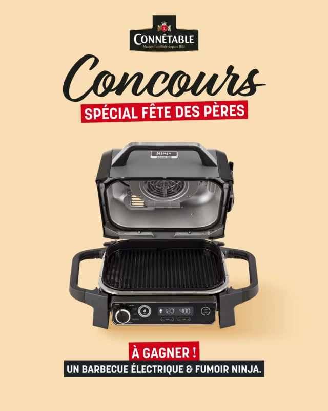 [Terminé] 🎁JEU-CONCOURS spécial fête des pères🎁

Vous voulez que votre père se mette à la cuisine ? Et si vous lui offriez ce barbecue électrique et fumoir NINJA !🤩

Pour cela, participez en :

👉 Vous abonnant à @connetable_france
👉 Likeant ce post
👉 Identifiant une personne roi (ou reine) du barbeuc !

Multipliez vos chances en participant sur notre page Facebook et en partageant cette publication en story. 😊

Un tirage au sort désignera 1 gagnant entre Facebook et Instagram.

Fin du jeu concours et tirage au sort le 12 juin !
Bonne chance à tous 🍀

⚠️Attention des comptes frauduleux circulent et vous demandent vos coordonnées bancaires !

#Concours #cadeau #barbecue #fumoir